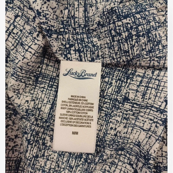 Lucky Brand Blaine Navy  White Striped Lined Blazer Size Medium - Picture 10 of 12